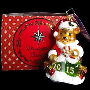 2015 Christopher Radko Ornament Bear Santa Suit 'Gift of Time' Presents NIB